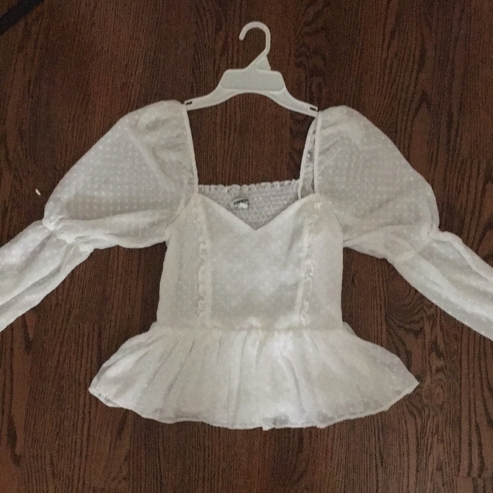 Express, White Long Sleeve Top